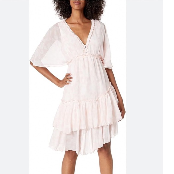 BCBGMaxAzria Dresses & Skirts - Bcbgmaxazria Short Sleeve Tiered Ruffle Dress in‎ Potpourri Medium NWT